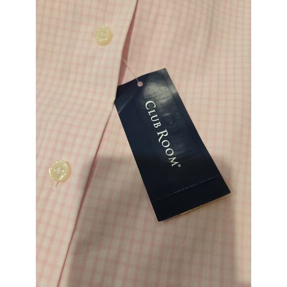 Club Room Men Regular Fit Long Sleeve Dress Shirt Pink Check Size Small - Picture 3 of 4